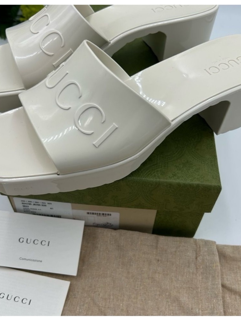 Gucci, rubber block, low heel slides, size 41 made in Italy - Picture 6 of 6
